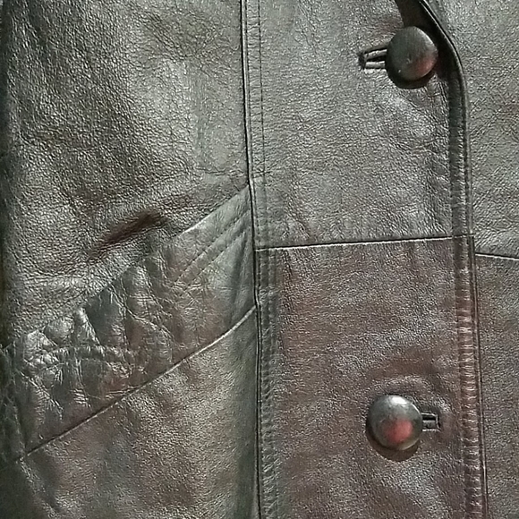 100% LEATHER SUEDE BLACK TRENCH COAT MARBLE PEBBLE MAXI LONG MOBWIFE GRUNGE GOTH - Picture 7 of 16